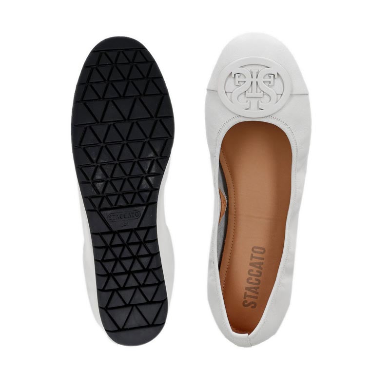 9Cp47-Wht Women'S Ballerina Flats - White