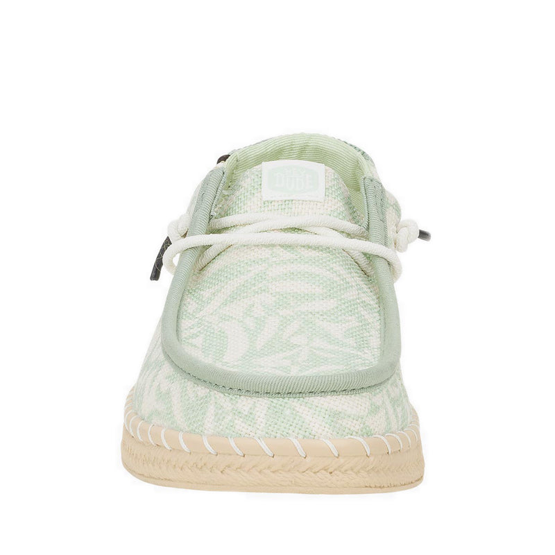 Wendy Espadrille Retro Palm - Celadon Green/White