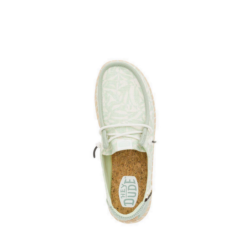 Wendy Espadrille Retro Palm - Celadon Green/White