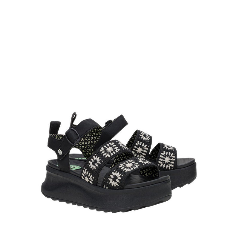 Delray Buckle Cottage Crochet Black/White