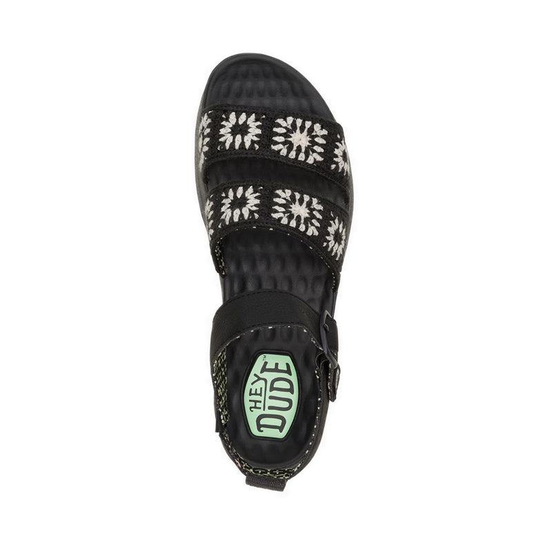 Delray Buckle Cottage Crochet Black/White