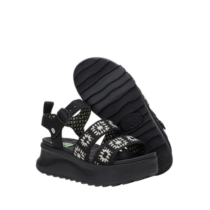 Delray Buckle Cottage Crochet Black/White