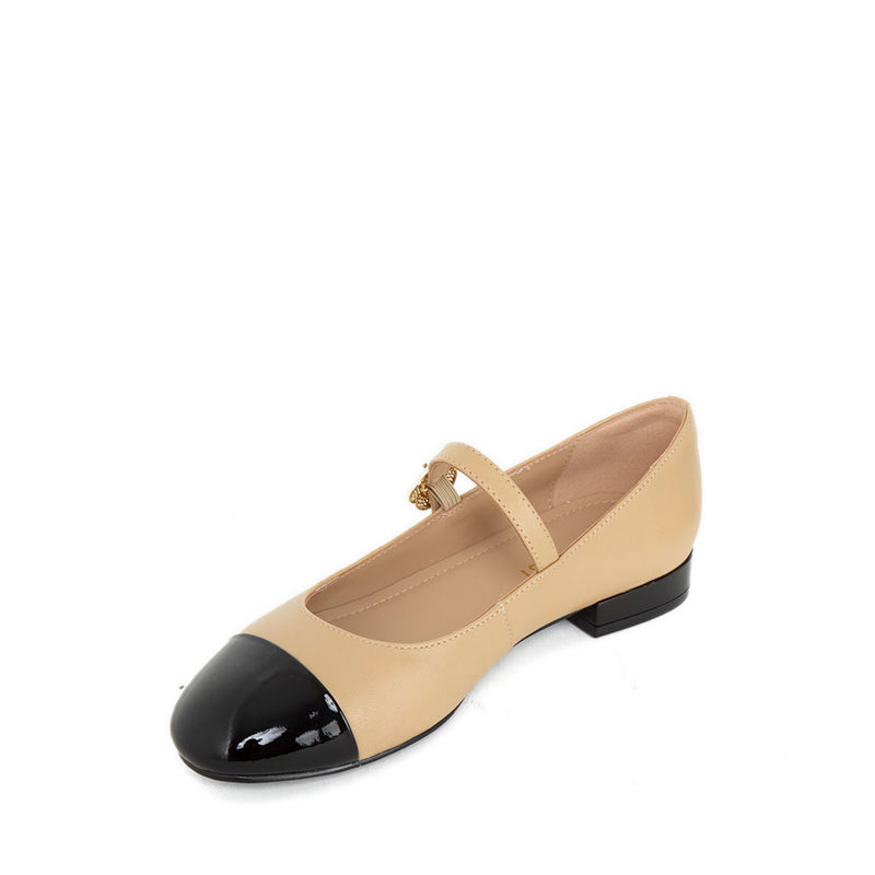 ZHA33-1 Women's Mary Jane Flats - Cream