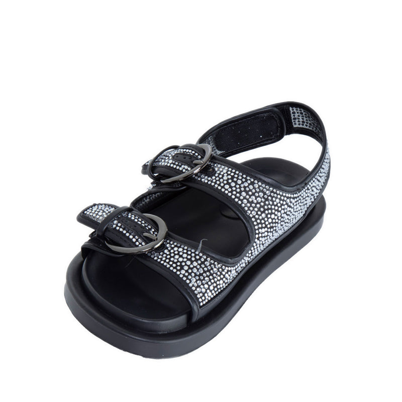 AMBER Women's Flat Sandals - Black