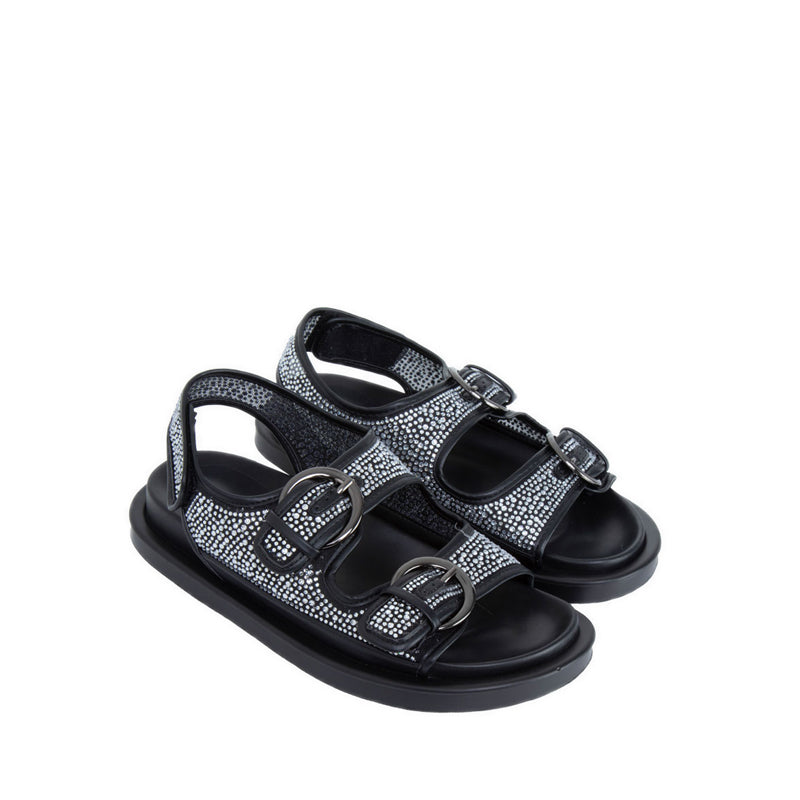 AMBER Women's Flat Sandals - Black