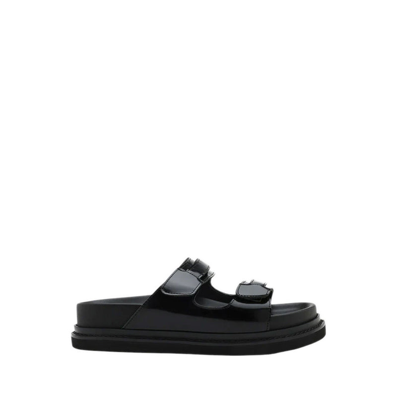 Henrietta Platform Slide Sandals - Black