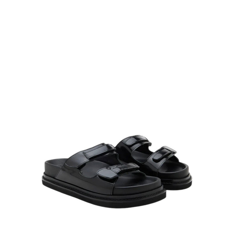 Henrietta Platform Slide Sandals - Black