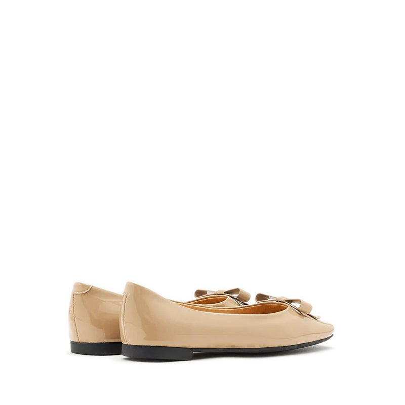 Ariel Ribbon Detailed Flats - Beige