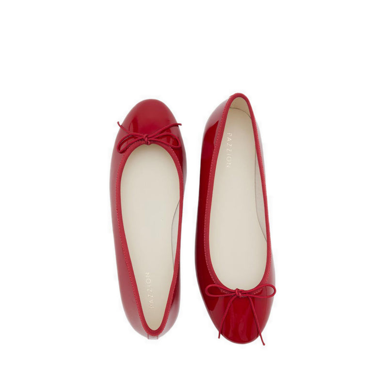 Women's Belmara Bow-Tied Leather Ballet Flats - Red