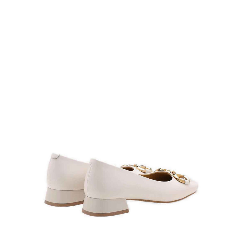 Oli Horsebit Low Block Heels - Beige