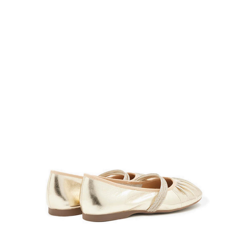 Sarto Crystal Embellished Strapped Mary Janes - Gold