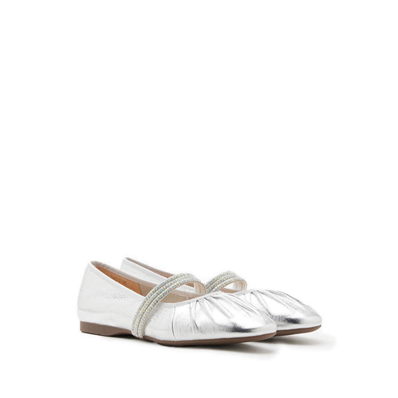 Sarto Crystal Embellished Strapped Mary Janes - Silver