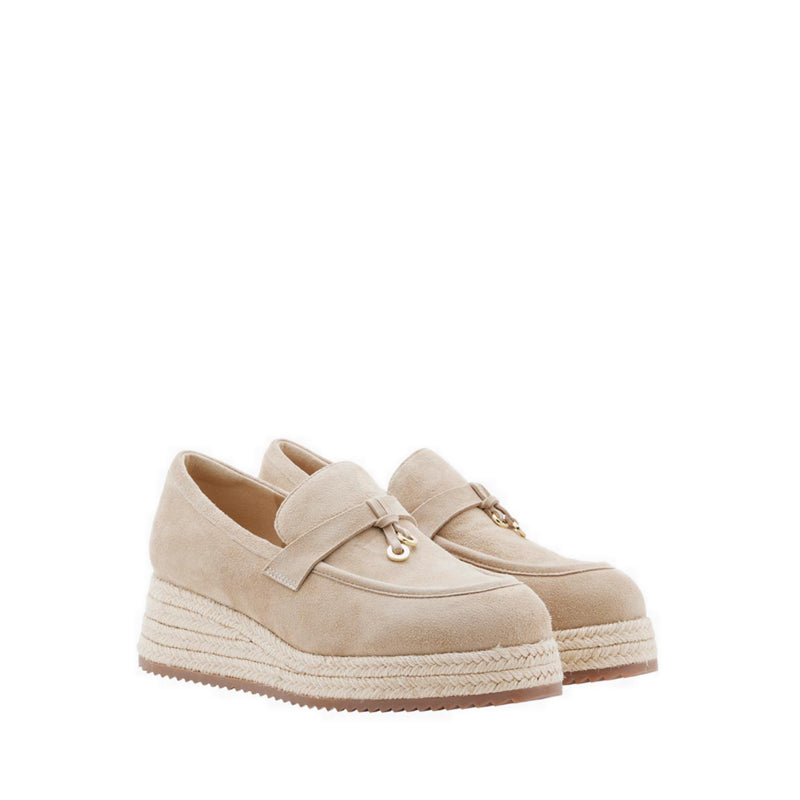 Phoenix Knot Detail Suede Espadrille Wedges - Beige