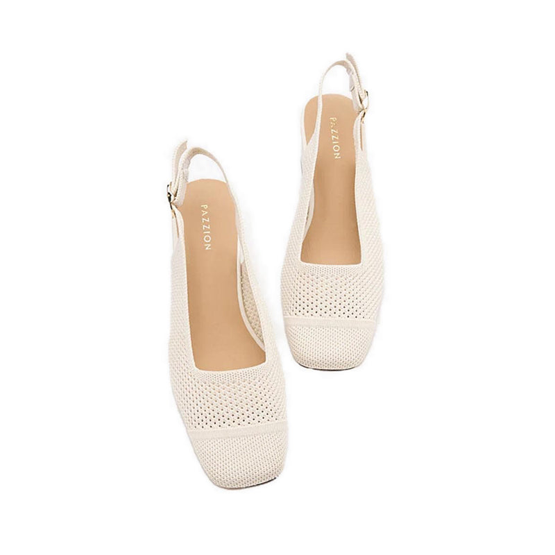 Debra Flyknit Slingback Block Heels - Beige