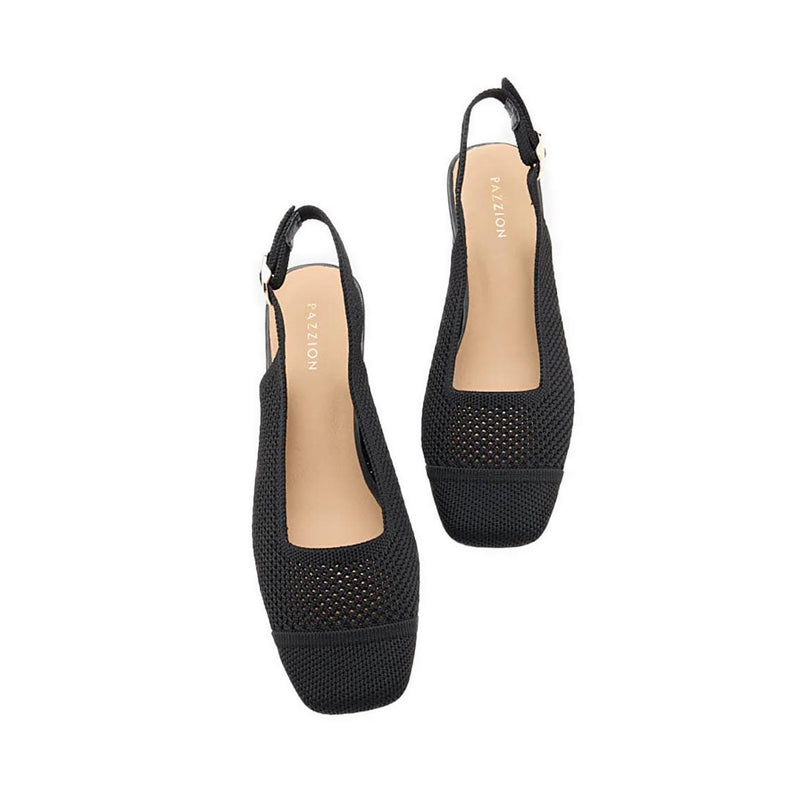 Debra Flyknit Slingback Block Heels - Black