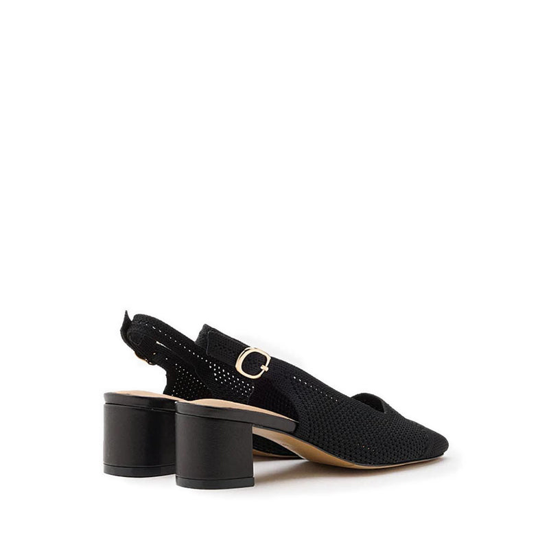 Debra Flyknit Slingback Block Heels - Black