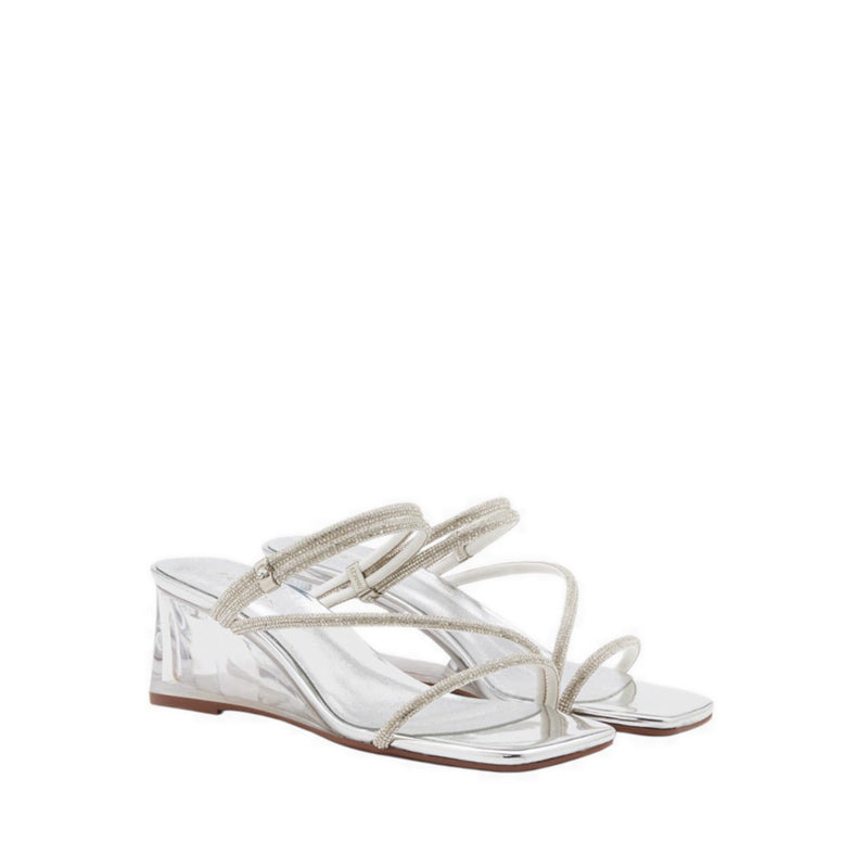Pazzion Lola Crystal Strap Wedges - Silver