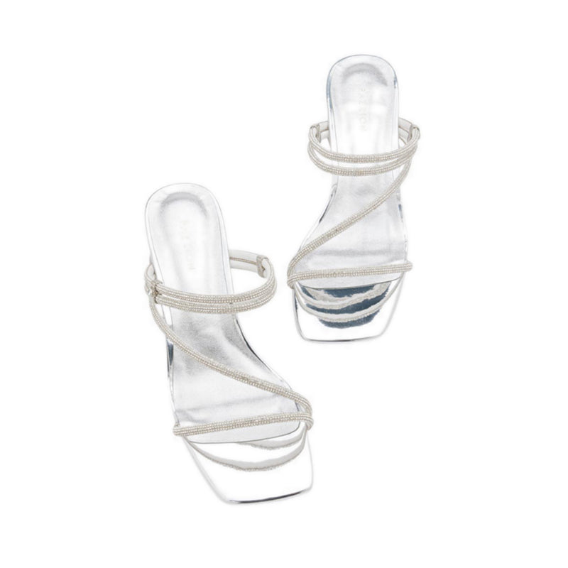 Pazzion Lola Crystal Strap Wedges - Silver