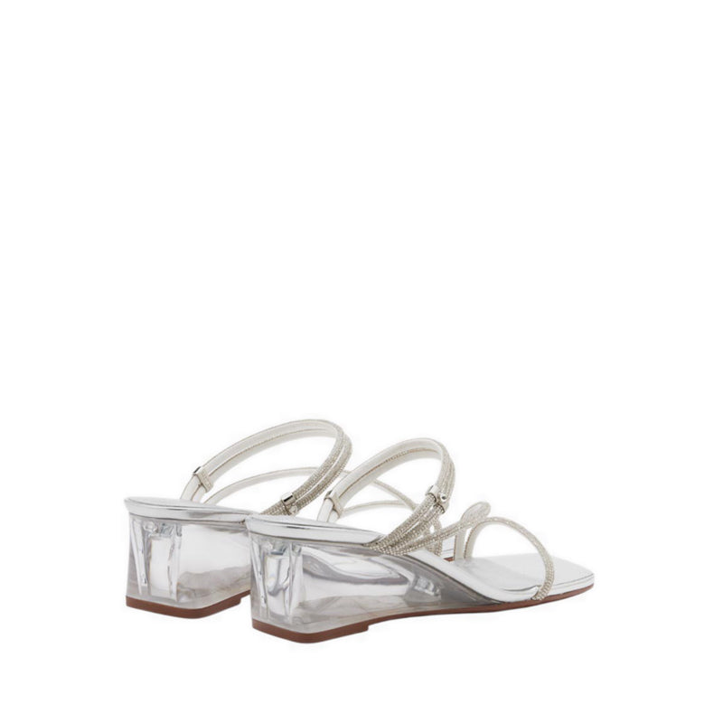 Pazzion Lola Crystal Strap Wedges - Silver