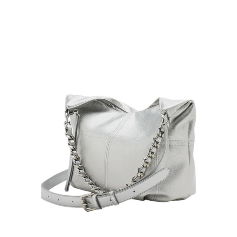 Zana Braided Handle Tote Bag - Silver