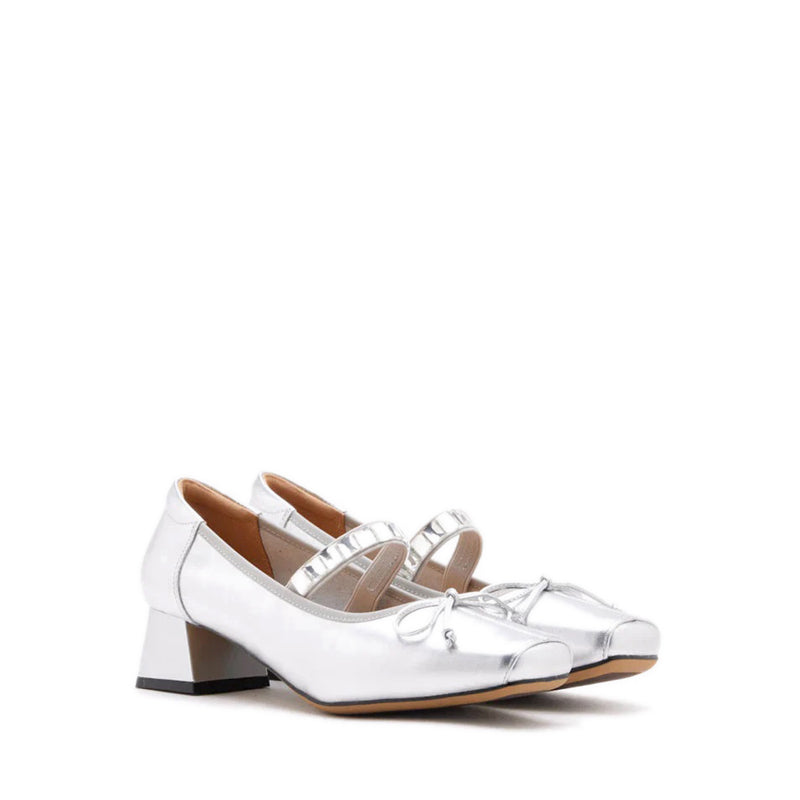 Billie Crystal-Embellished Bow Mary Jane Heels - Silver