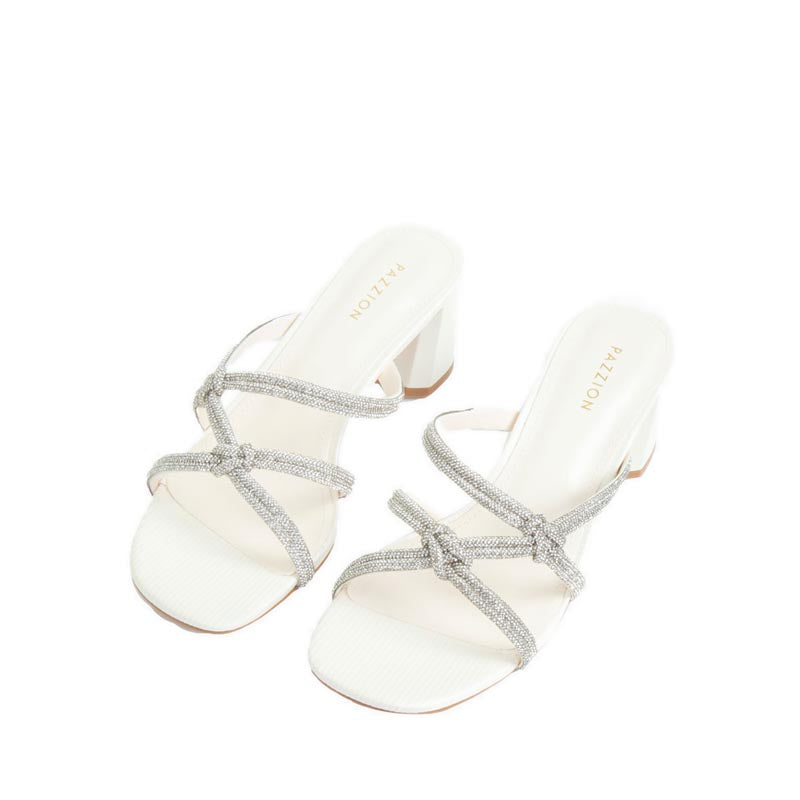 Crystal Sandal Heels - Beige