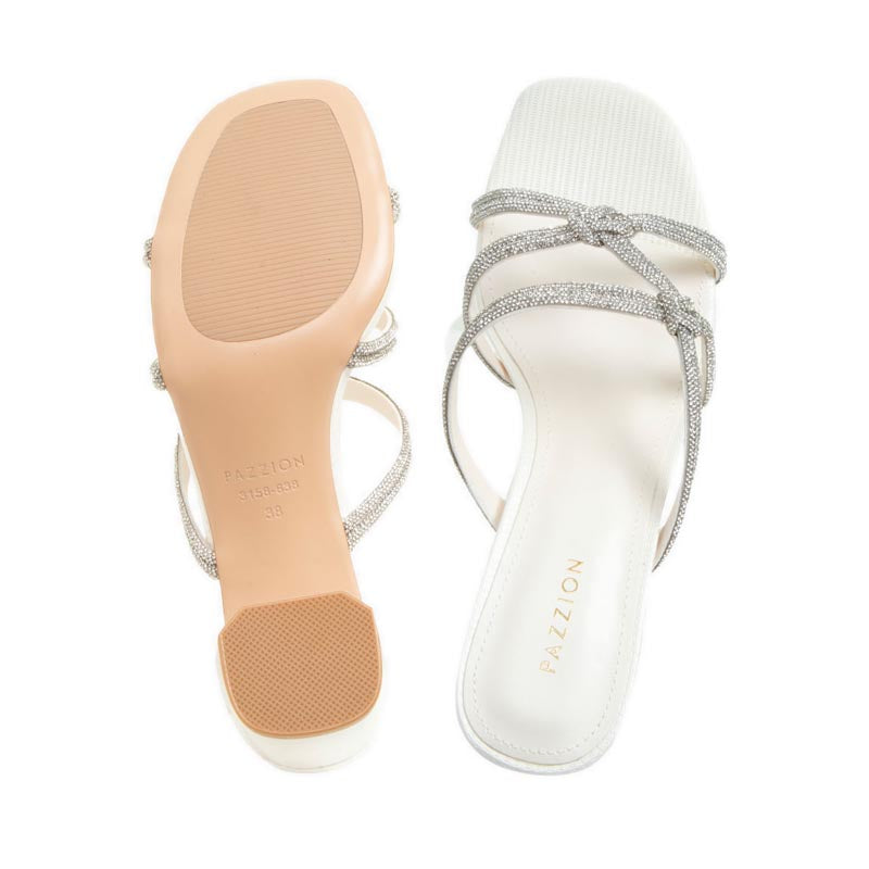 Crystal Sandal Heels - Beige