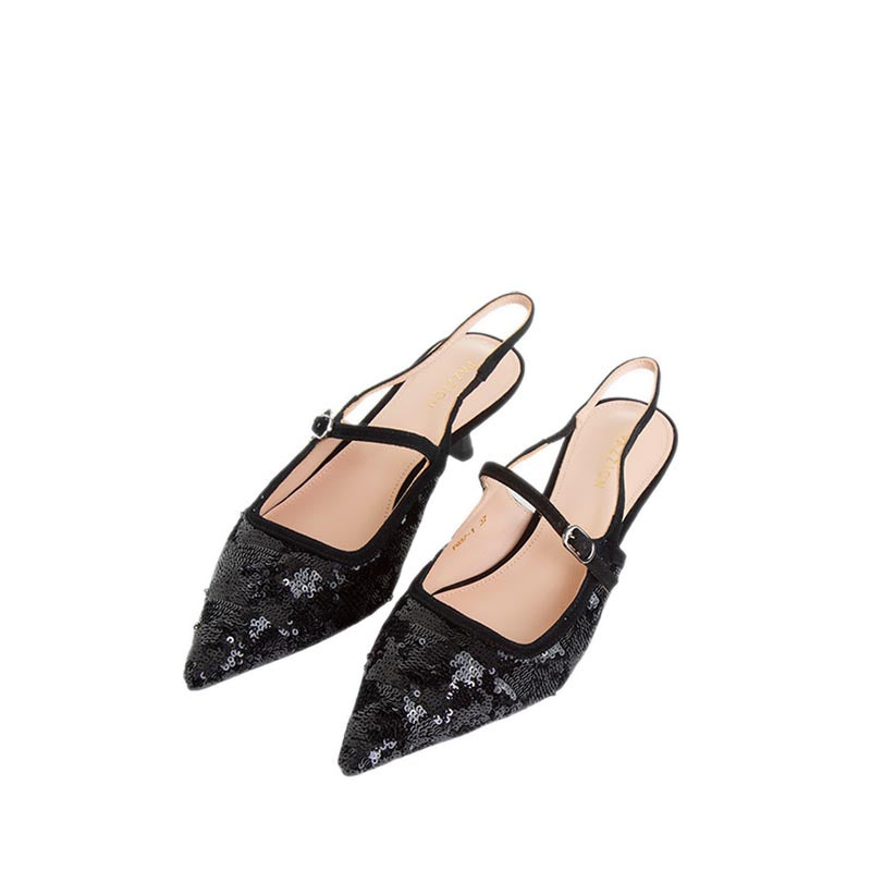 YQ37 Slingback Heels - Black