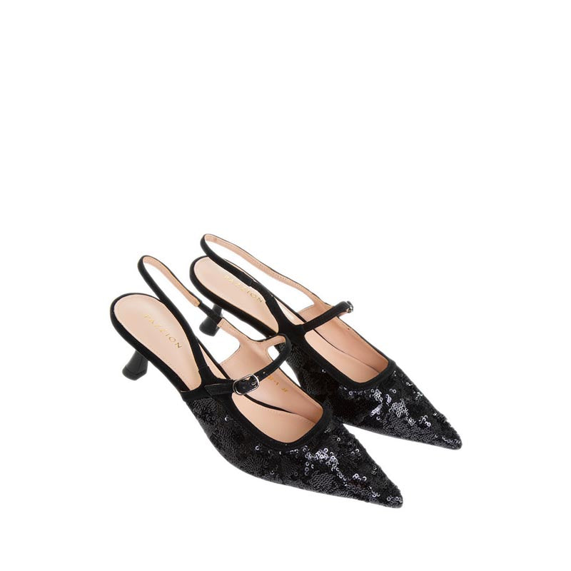 YQ37 Slingback Heels - Black