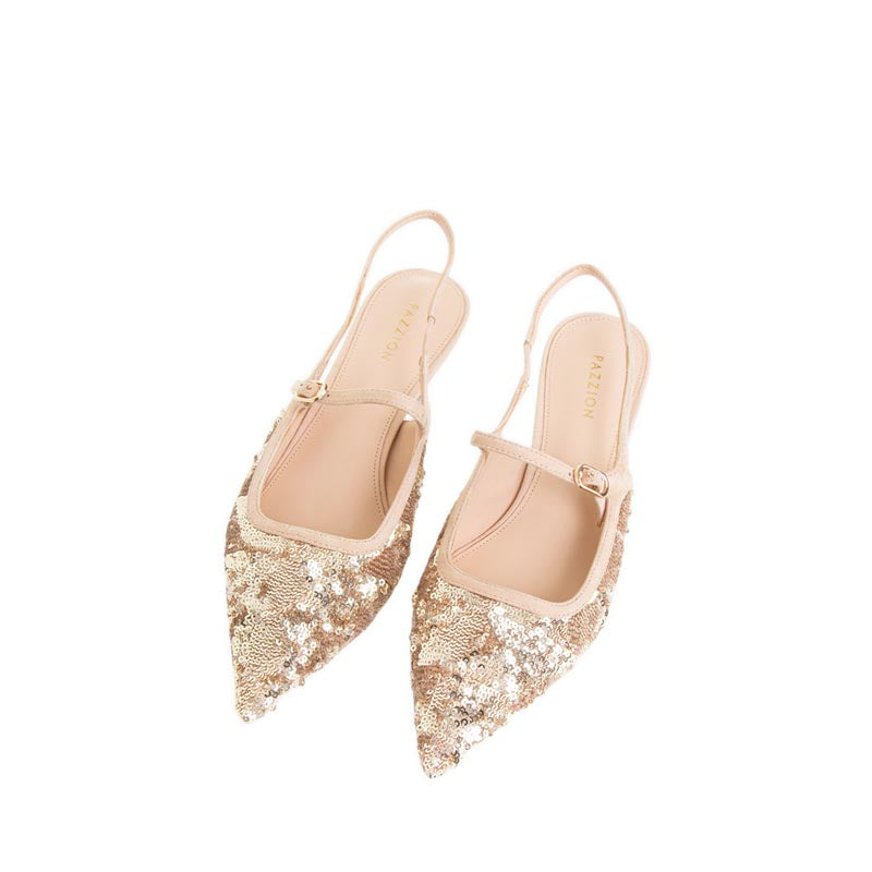 YQ37 Slingback Heels - Champagne