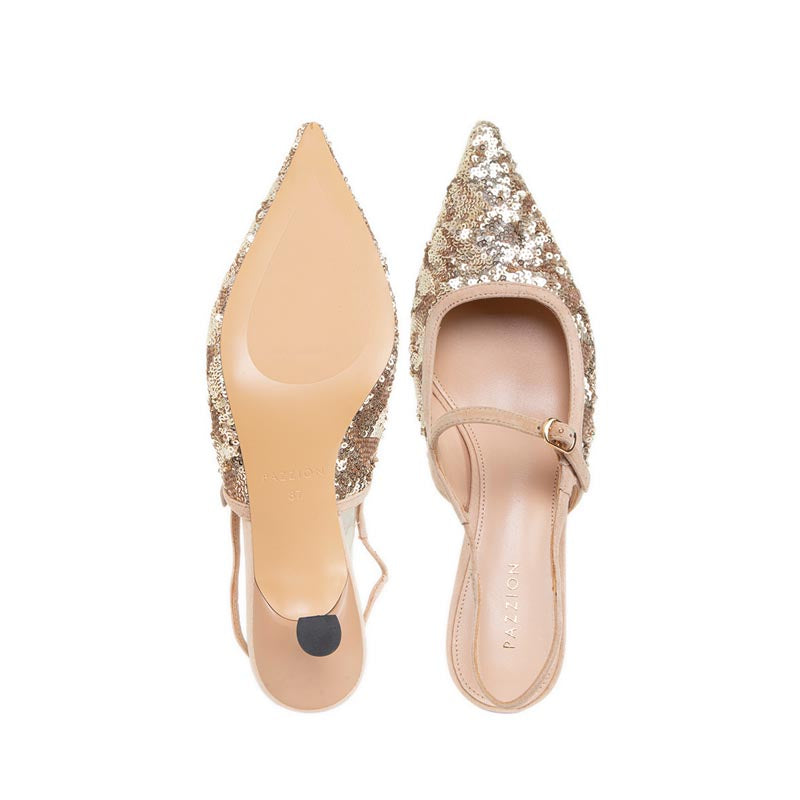 YQ37 Slingback Heels - Champagne