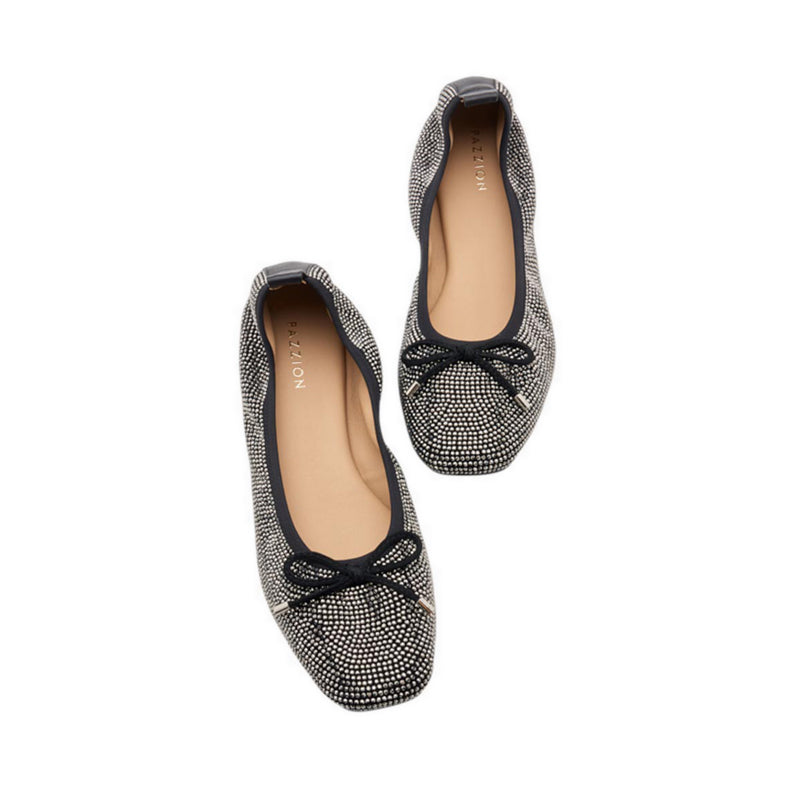 Pazzion Marcelina Crystal Embellished Bow Flats - Black