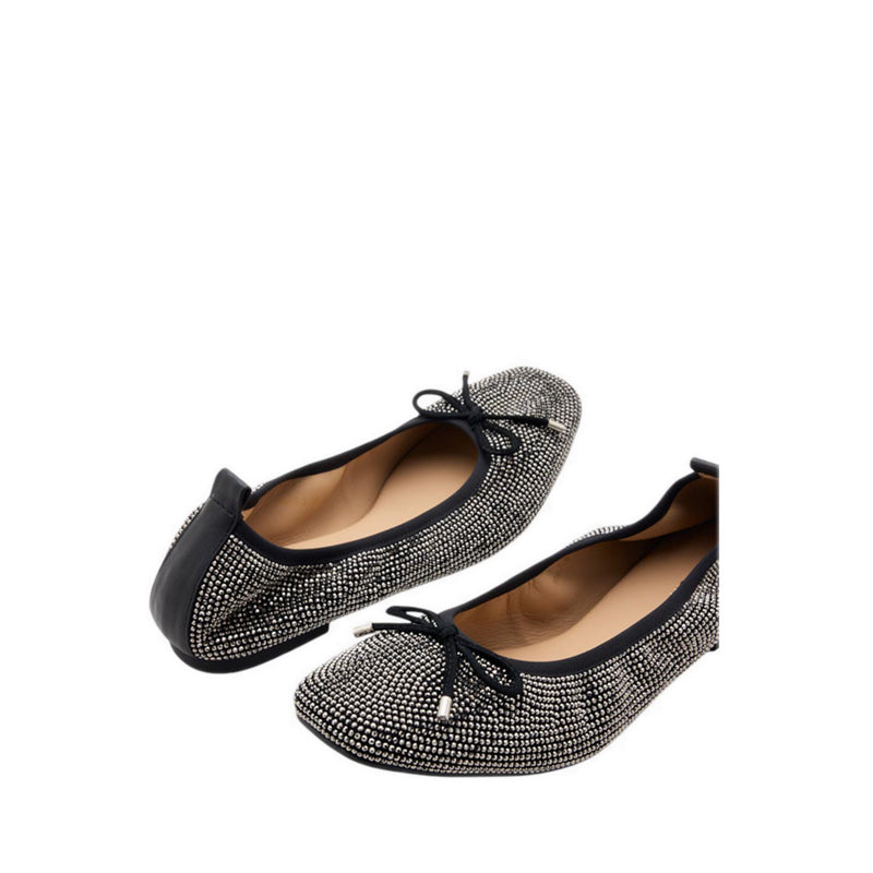 Pazzion Marcelina Crystal Embellished Bow Flats - Black