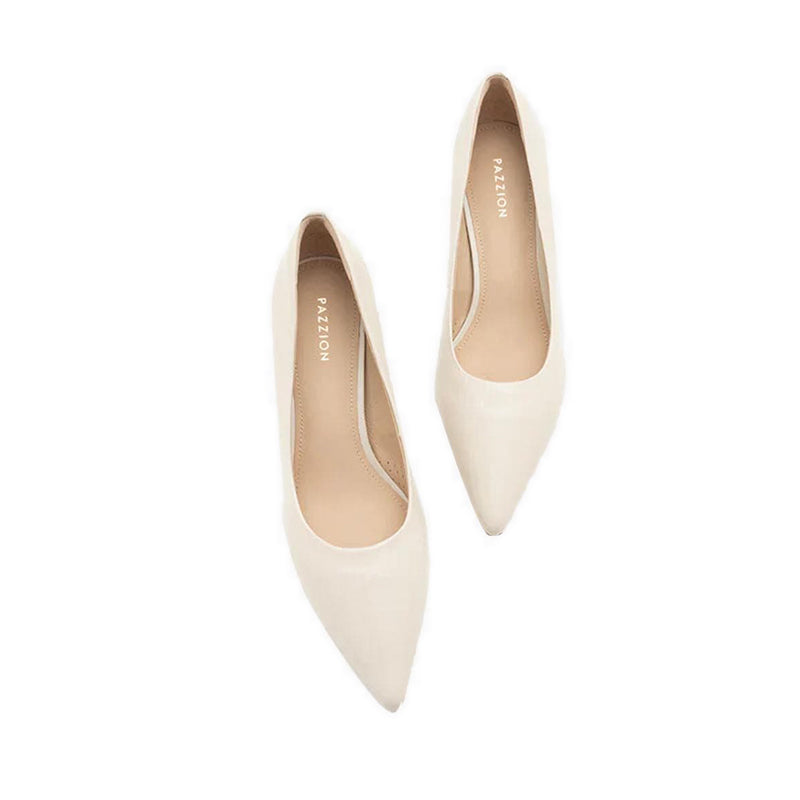Adrianna Embossed Leather Heels - Beige
