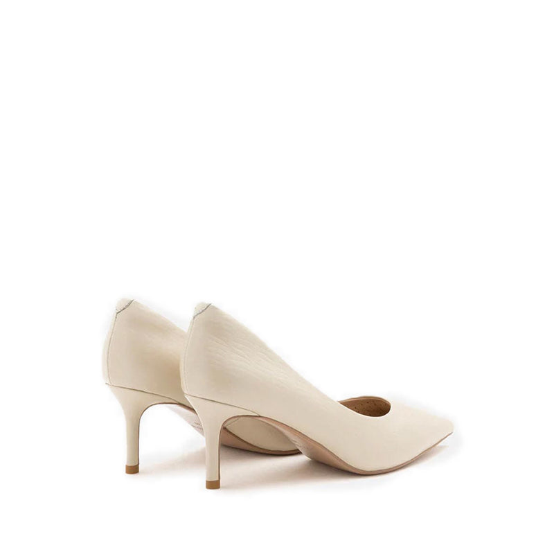 Adrianna Embossed Leather Heels - Beige