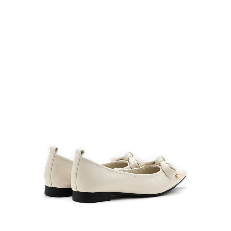 Lindsay Point-Toe Bow Flats - Beige