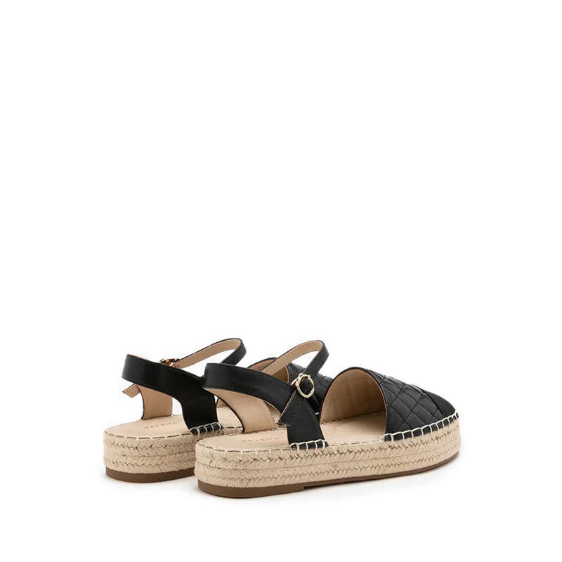 Hans Quilted Espadrille Slingbacks - Black