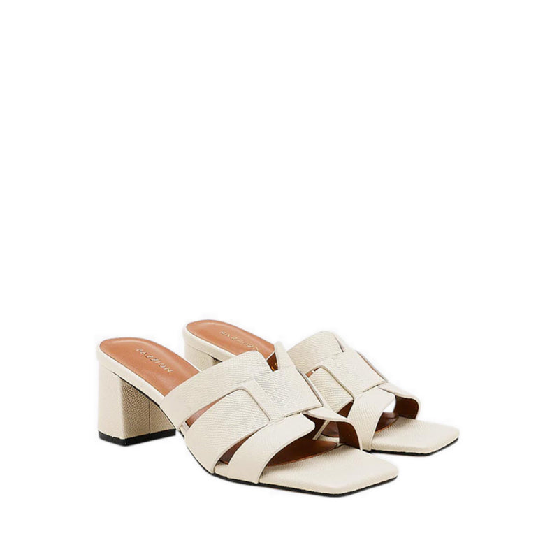 Elmira Cowhide Leather Heels - Beige