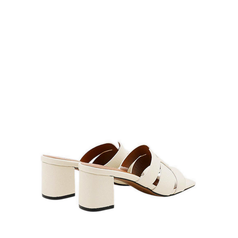 Elmira Cowhide Leather Heels - Beige
