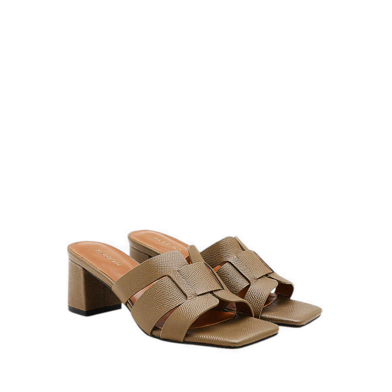Elmira Cowhide Leather Heels - Khaki