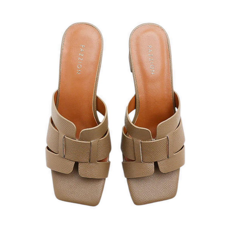 Elmira Cowhide Leather Heels - Khaki