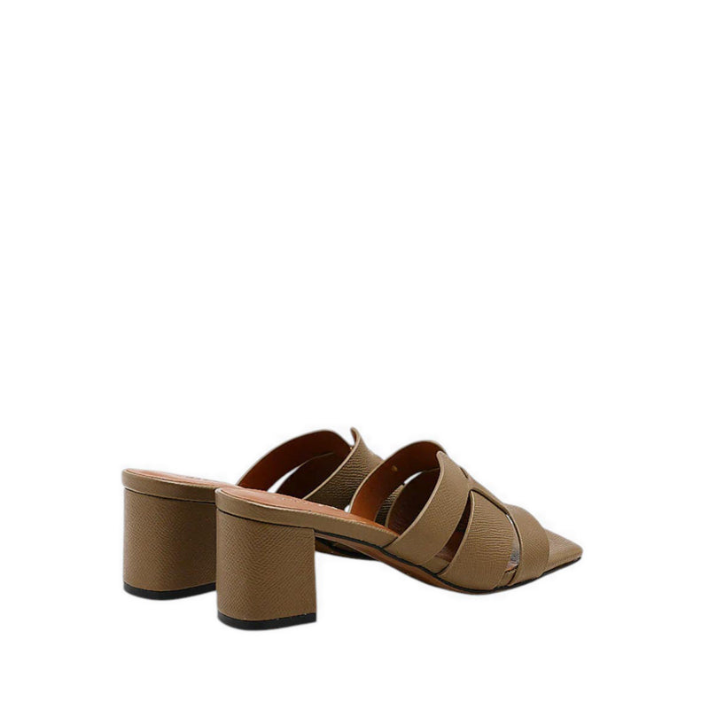 Elmira Cowhide Leather Heels - Khaki