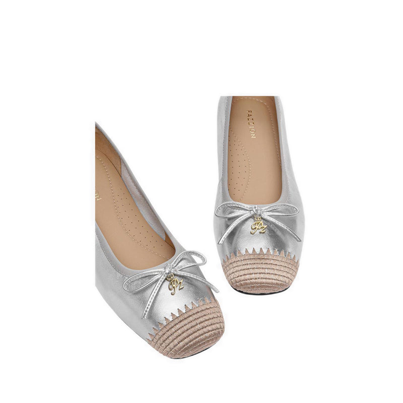Women's Novalyn Bow Leather Flats - Silver