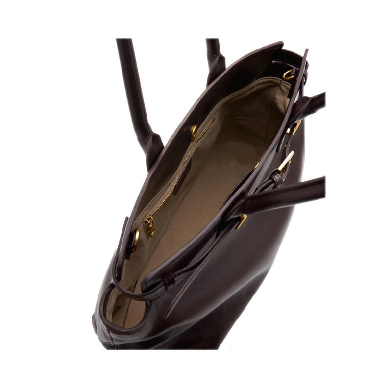 Alesha Top Handle Belted Bag - Maroon