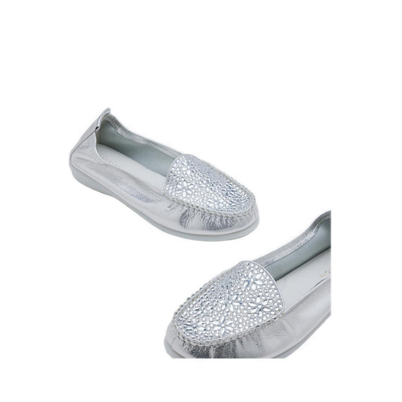 Pazzion Women's Alexi Crystal Embellished Moccasins - Silver