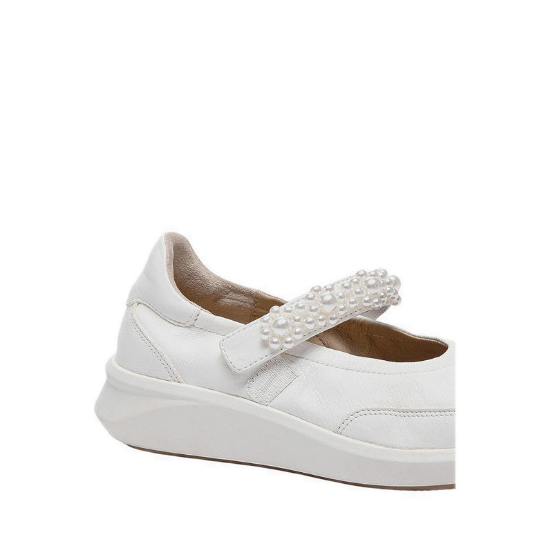 Pazzion Women's Arlise Pearl Embellished Leather Mary Janes - White