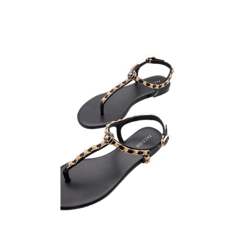 Women's Camelia Embellished T-bar Sandals - Black