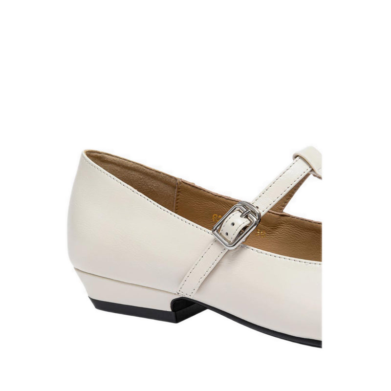 Pazzion Women's Cerelynn Buckled T-bar Leather Mary Janes - Beige