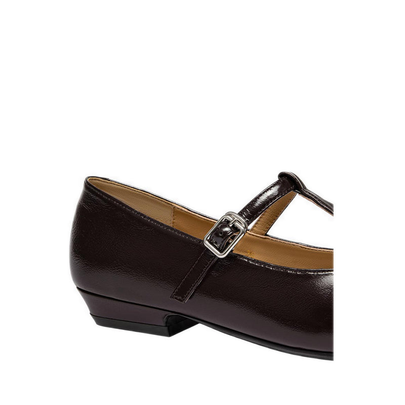 Pazzion Women's Cerelynn Buckled T-bar Leather Mary Janes - Maroon