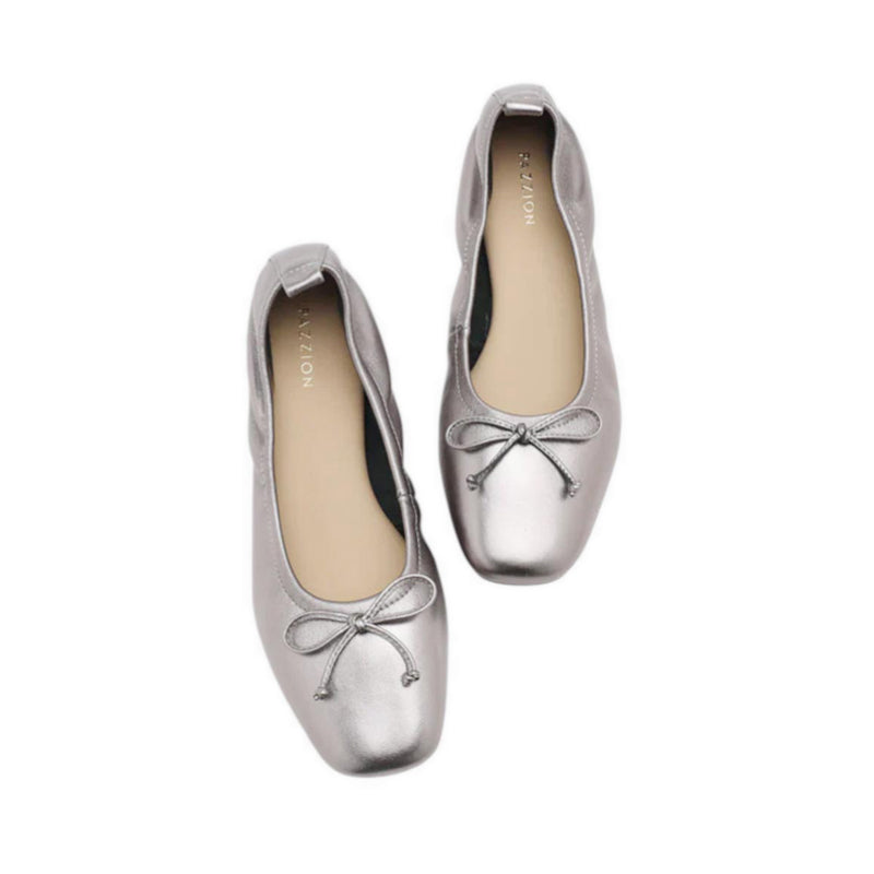 Pazzion Gia Bow Square Toe Flats - Grey